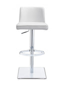 Bar Stools - 18" X 20" X 32"/41" White Faux Leather Bar Stool