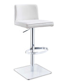 Bar Stools - 18" X 20" X 32"/41" White Faux Leather Bar Stool