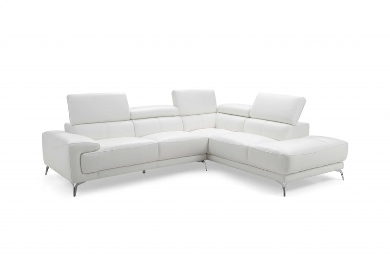 Sectionals For Sale - Sectional, Chaise On Right When Facing, White Top Grain Italian Leather,
