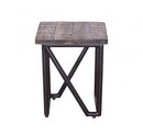 Black Stool - 14" X 14" X 18" Natural/Black Wood Iron Stool Mixed