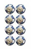 Door Knobs - 1.5" x 1.5" x 1.5" Blue, White And Gold - Knobs 8-Pack