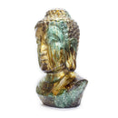 Ceramic Sculpture - 7" X 5'.5" X 13" Copper, Red and Gold Ceramic Buddha Head Decorative Sculpture