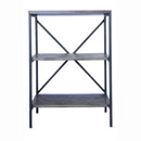 Corner Bookshelf - 22" X 12" X 30'.25" Grey Metal, Wood, MDF Bookcase with Shelves