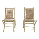 Folding Chairs - 20" X 15" X 36" Brown Bamboo Folding Chair with a Rattan Skin Chevron Weave