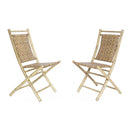 Folding Chairs - 20" X 15" X 36" Brown Bamboo Folding Chair with a Rattan Skin Chevron Weave