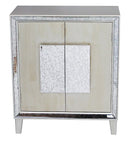 Dresser with Mirror - 27'.5" X 13" X 32'.7" Gray MDF, Wood, Mirrored Glass Sideboard with Doors