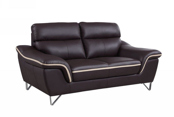 Loveseat Couch - 36" Contemporary Brown Leather Loveseat