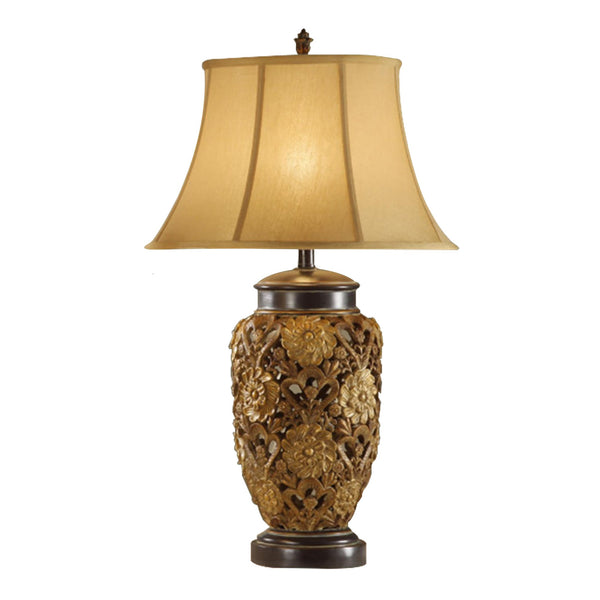 33' Poly Table Lamp With Embellished Base Set Of 2 Gold-Lamps-Gold-Polyresin-JadeMoghul Inc.