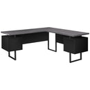 Black Desk - 71" x 71" x 30" Black, Grey, Particle Board, Hollow-Core, Metal - Computer Desk