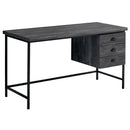 Black Desk - 23'.75" x 55'.25" x 30" Black, Particle Board, Hollow-Core, Metal - Computer Desk