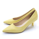 34-43 Woman Shoes Genuine Leather inside Low Heels Women Pumps Stiletto Thin Heel Women's Work shoe Pointed Toe Wedding Shoes-Yellow-5-JadeMoghul Inc.