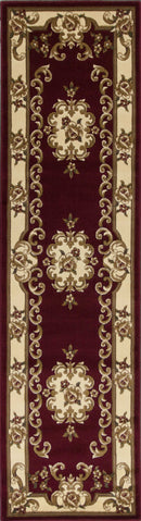 Runner Rugs - 2'2" x 7'11" Runner Polypropylene Red/Ivory Area Rug