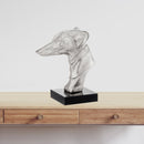 Aesthetic Room Decor - 4" x 7.5" x 8.5" Silver & Black, Bust on Bone Base- Hound