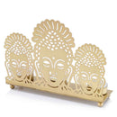 Gold Candle Holders - 2.5" x 8.7" x 6.5" Gold Buddha,  3 Lite - Candle Holder