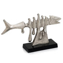 Modern Art Sculptures - 4" x 18" x 10.5" Rough Silver/Black, Pike Skeleton - Sculpture
