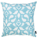Christmas Throw Pillow Covers - 18"x18" Sky Blue Ikat Decorative Throw Pillow Cover Printed