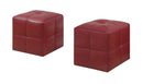 Leather Ottoman - 24" x 24" x 24" Red, Leather Look - Ottoman 2pcs Set