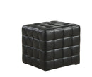 Leather Ottoman - 16'.75" x 16'.75" x 17" Black, Leather Look Fabric - Ottoman