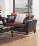 Vintage Loveseat - 62" X 33" X 37" Jefferson Sierra Chocolate 100% PU, 100% Polyester Microfiber Loveseat
