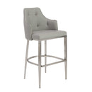 Cheap Bar Stools - 22.05" X 22.84" X 44.1" Gray Leatherette Bar Stool with Brushed Stainless Steel Legs