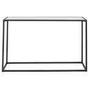 Rustic Console Table - 48.67" X 13.23" X 29.53" White Ceramic Glass Console Table with Black Powder Coated Steel Base