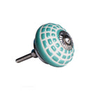 Drawer Knobs - 1.5" x 1.5" x 1.5" Ceramic/Metal Turquiose & White 12 Pack Knob