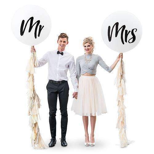 36" Jumbo White Round Wedding Balloon - "Mrs" (Pack of 1)-Wedding Reception Decorations-JadeMoghul Inc.