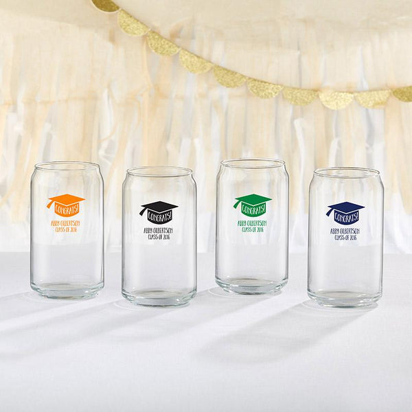 36-Personalized 16 oz. Can Glasses - Congrats Graduation Cap-Personalized Coasters-JadeMoghul Inc.
