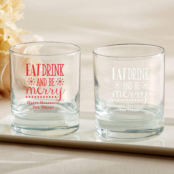 36-Personalized 9 oz. Rocks Glasses - Eat, Drink, Be Merry-Personalized Coasters-JadeMoghul Inc.