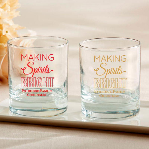 36-Personalized 9 oz. Rocks Glasses - Making Spirits Bright-Personalized Coasters-JadeMoghul Inc.