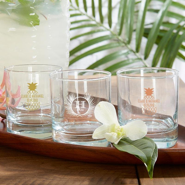 36-Personalized 9 oz. Rocks Glasses - Tropical Chic-Personalized Coasters-JadeMoghul Inc.
