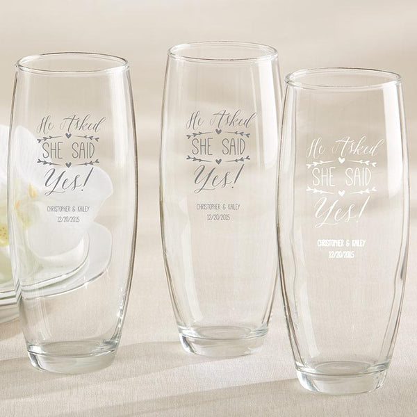 36-Personalized 9 oz. Stemless Champagne Glasses - He Asked, She Said Yes-Personalized Coasters-JadeMoghul Inc.