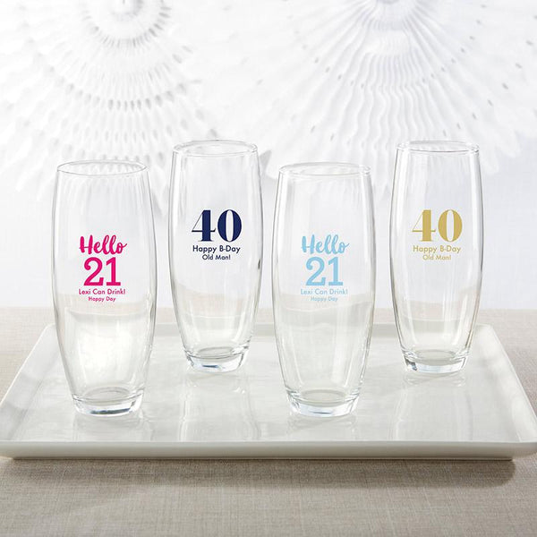 36-Personalized 9 oz. Stemless Champagne Glasses - Milestone Birthday-Personalized Coasters-JadeMoghul Inc.