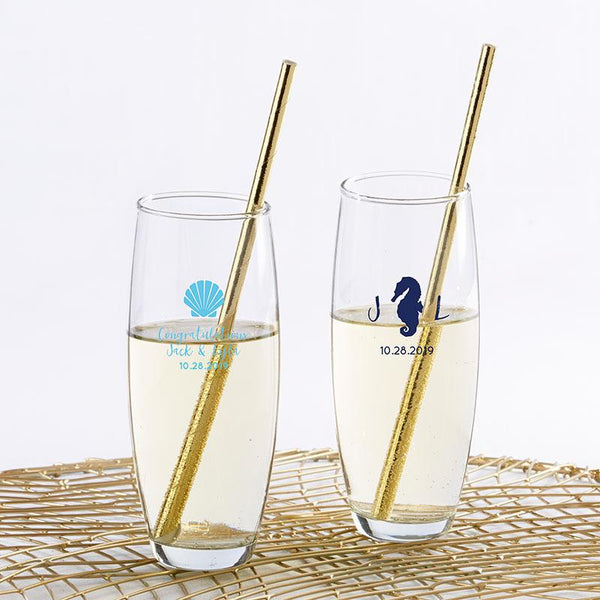 36-Personalized 9 oz. Stemless Champagne Glasses - Seaside Escape-Personalized Coasters-JadeMoghul Inc.