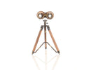 Living Room Decor - 8" x 8" x 11" Wood/Brass Binocular On Stand