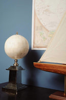 Living Room Decor - 6.5" x 6.5" x 14.5" Bone Globe With Alluminum Base