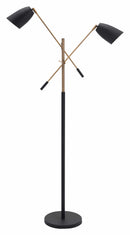 Rustic Lamps - 47.2" x 7.9" x 70.9" Matte Black & Brass, Steel & Marble, Floor Lamp
