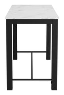 Bar Table - 72" x 29.9" x 41.9" Faux Marble & Matte Black, Faux Marble, Steel, Bar Table Faux