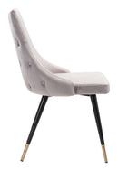 Dining Table Chairs - 20.5" x 24.6" x 34.8" Gray, Velvet, Stainless Steel, Dining Chair - Set of 2