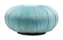 Blue Ottoman - 25.6" x 25.6" x 13.6" Light Blue, Velvet, Wood, Ottoman