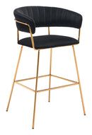 Bar Chairs - 23" x 23" x 41" Black Velvet, Steel & Plywood, Bar Chair - Set of 2