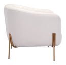 Armchairs and Accent Chairs - 31.9" x 29.9" x 28" Ivory & Gold, Polyblend, Metal & Wood, Arm Chair