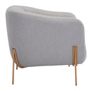 Armchairs and Accent Chairs - 31.9" x 29.9" x 28" Gray & Gold, Polyblend, Metal & Wood, Arm Chair
