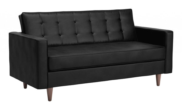 Velvet Sofa - 70" x 32" x 35.5" Black Velvet, Alder Wood, Foam, Fabric & Fiber, Sofa