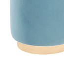 Blue Ottoman - 15.7" x 15.7" x 18.1" Blue, Velvet, Steel, Ottoman