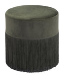 Tufted Ottoman - 14" x 14" x 15" Forest Green, Velvet & Tassel, MDF, Cottonwood, Paperboard & PVC, Ottoman