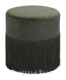 Tufted Ottoman - 14" x 14" x 15" Forest Green, Velvet & Tassel, MDF, Cottonwood, Paperboard & PVC, Ottoman