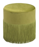 Tufted Ottoman - 14" x 14" x 15" Lime, Velvet & Tassel, MDF, Cottonwood, Paperboard & PVC, Ottoman