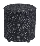 Round Ottoman - 14" x 14" x 15" Silver & Black, Faux Fur, MDF, Cottonwood & Paperboard, Ottoman