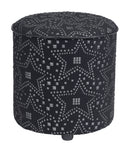 Round Ottoman - 14" x 14" x 15" Silver & Black, Faux Fur, MDF, Cottonwood & Paperboard, Ottoman